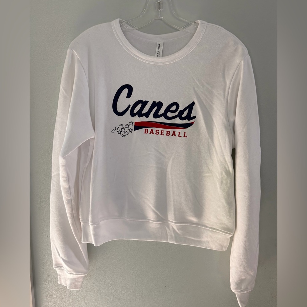 Canes Baseball White Cropped Sweatshirt
